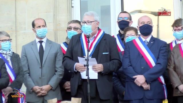 Hommage à Samuel Paty par Serge Siméon et les élus de la CA2C  - www.caudrevision.fr